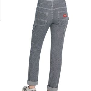 Dickies Women's Black & White Striped Straight Leg Pants